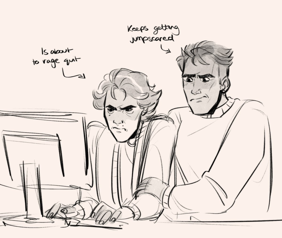 also uh I found a random drawing I did of Jinx/Powder helping Jayce and Viktor complete specifically night 4 of sister location for some reason... 