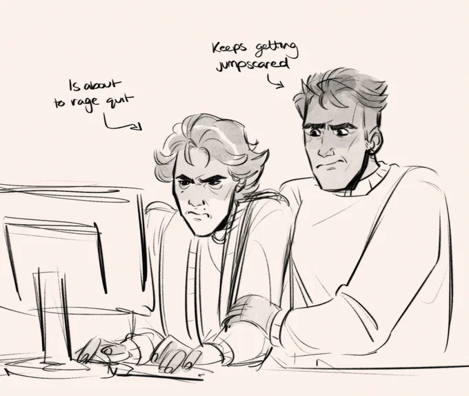 also uh I found a random drawing I did of Jinx/Powder helping Jayce and Viktor complete specifically night 4 of sister location for some reason... 