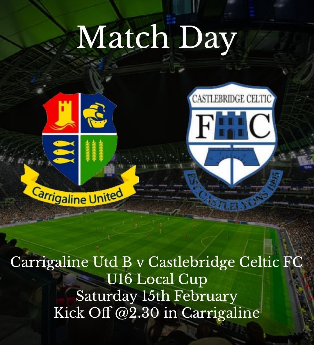 CastlebridgeFC's tweet photo. Our U16s play in the Local Cup against Carrigaline Utd B, at Carrigaline tomorrow. Best of luck! 🔵⚪️🟡⚽️ https://t.co/tjeilLQSjm