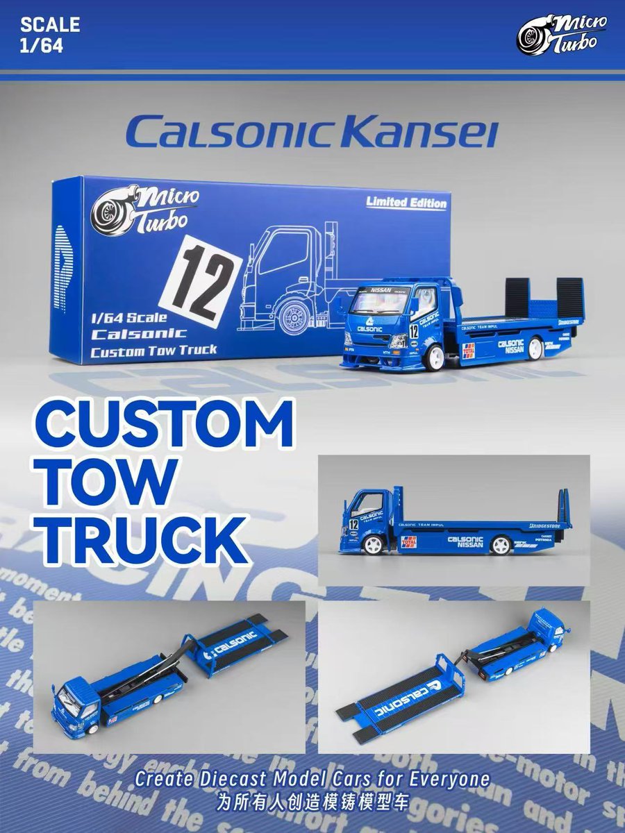 micro_turbo's tweet photo. Calsonic livery custom tow turckThe body is painted in blue metallic paint with classic Calsonic Kansel livery The trailer can be fully floor-standing and has a functional structure. The body is designed and modified independently with a wide body surround kit. https://t.co/u9kcnROfWz