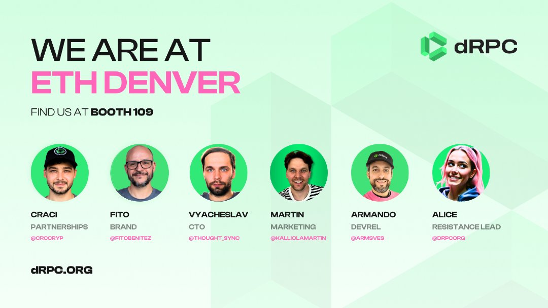 dRPC // All data from any blockchain in one place (@drpcorg) on Twitter photo WE ARE AT <a href="/EthereumDenver/">ETHDenver 🏔🦬🦄</a> 📍 Booth 109
💚 It is going to be an epic week in Denver connecting with our valued partners and community IRL.
🎬🍿 Our Alice in Node-land movie premieres at #ETHDenver and X on February 25th.
👉 Stay tuned for updates on mobile cinema side-event WE ARE AT <a href="/EthereumDenver/">ETHDenver 🏔🦬🦄</a> 📍 Booth 109
💚 It is going to be an epic week in Denver connecting with our valued partners and community IRL.
🎬🍿 Our Alice in Node-land movie premieres at #ETHDenver and X on February 25th.
👉 Stay tuned for updates on mobile cinema side-event