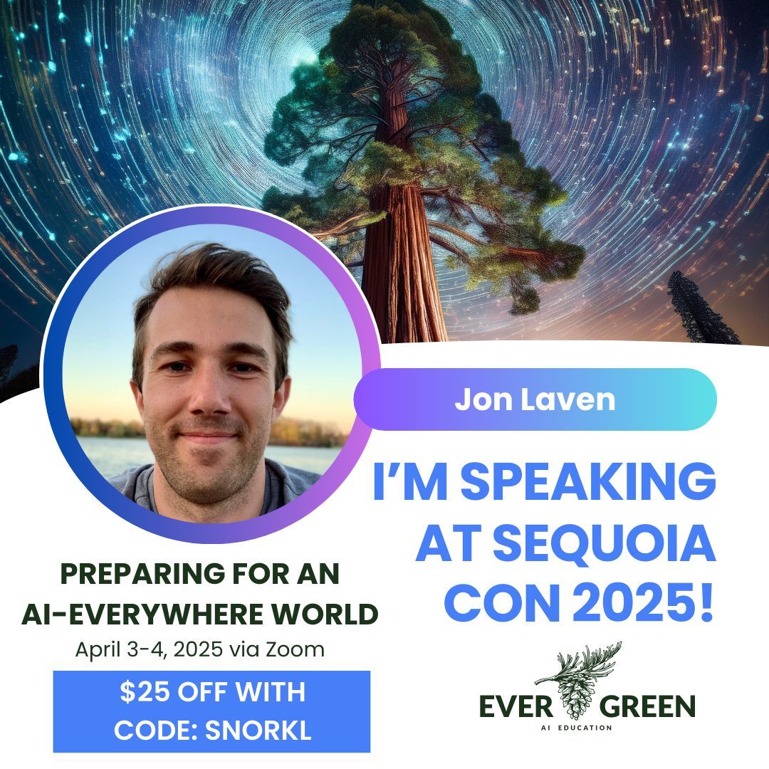 Calling all Snorklers - exciting news! <a href="/jtlaven/">Jon Laven</a> is going to be speaking at #sequoiacon on April 3-4. Even more exciting news - <a href="/evergreen_ed_ai/">Evergreen AI</a> is giving $25 off conference registration if you use our code: SNORKL

Register here: buff.ly/40VZckb