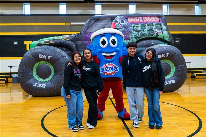 Travis Middle School got a special visit from Mr. Blizzard and a Monster Jam inflatable! As part of our attendance incentive program, students have the chance to win Monster Jam tickets!