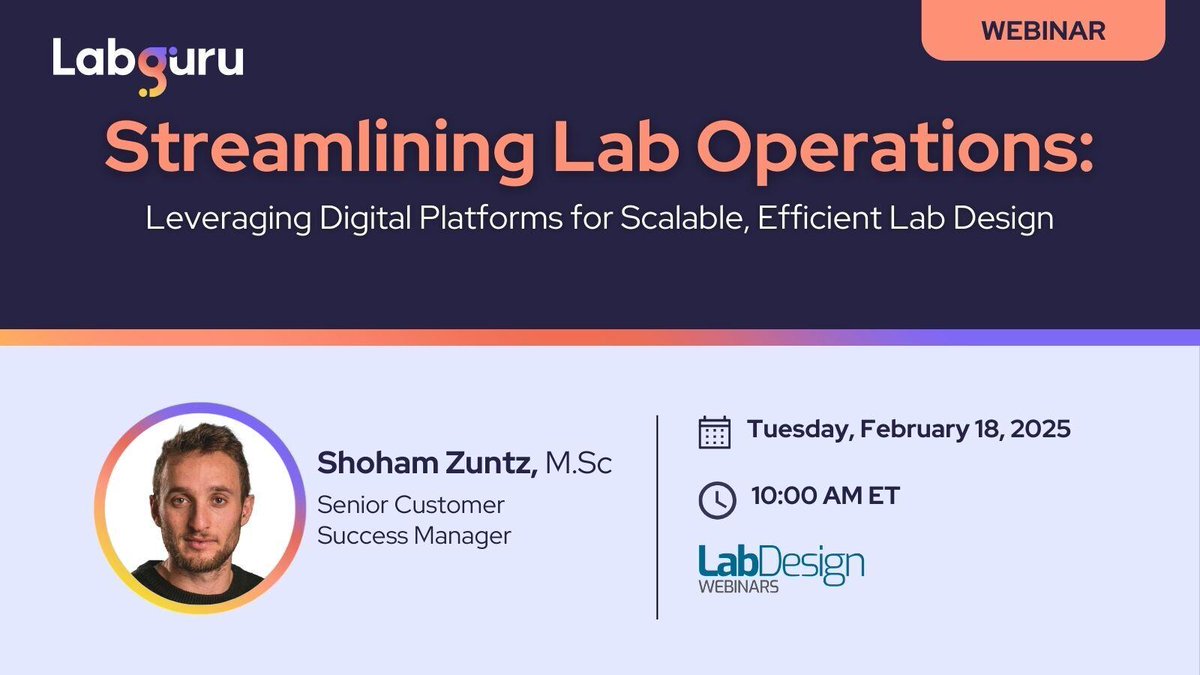Cenevo_'s tweet image. Our very own Shoham Zuntz is speaking at the Lab Design News Webinar on Feb 18!

Learn how digital platforms like Labguru streamline workflows, reduce errors &amp;amp; future-proof labs. Plus, live Q&amp;amp;A!

🔗 Register now: bit.ly/3Qg3n5o

#LabDesign #LabAutomation #Webinar