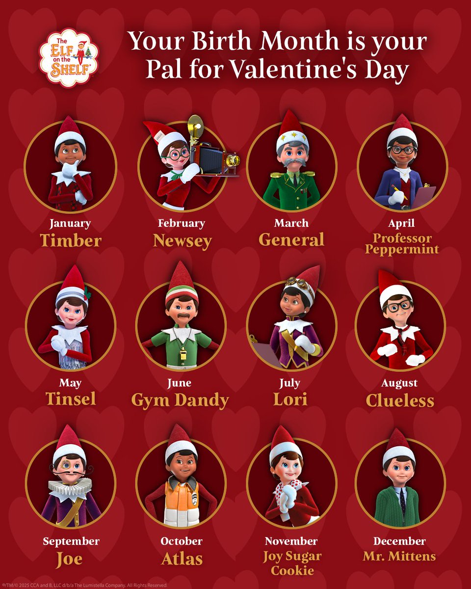 Which Scout Elf is your Valentine this year? Check your birth month and celebrate the love of friendship!​ 💝