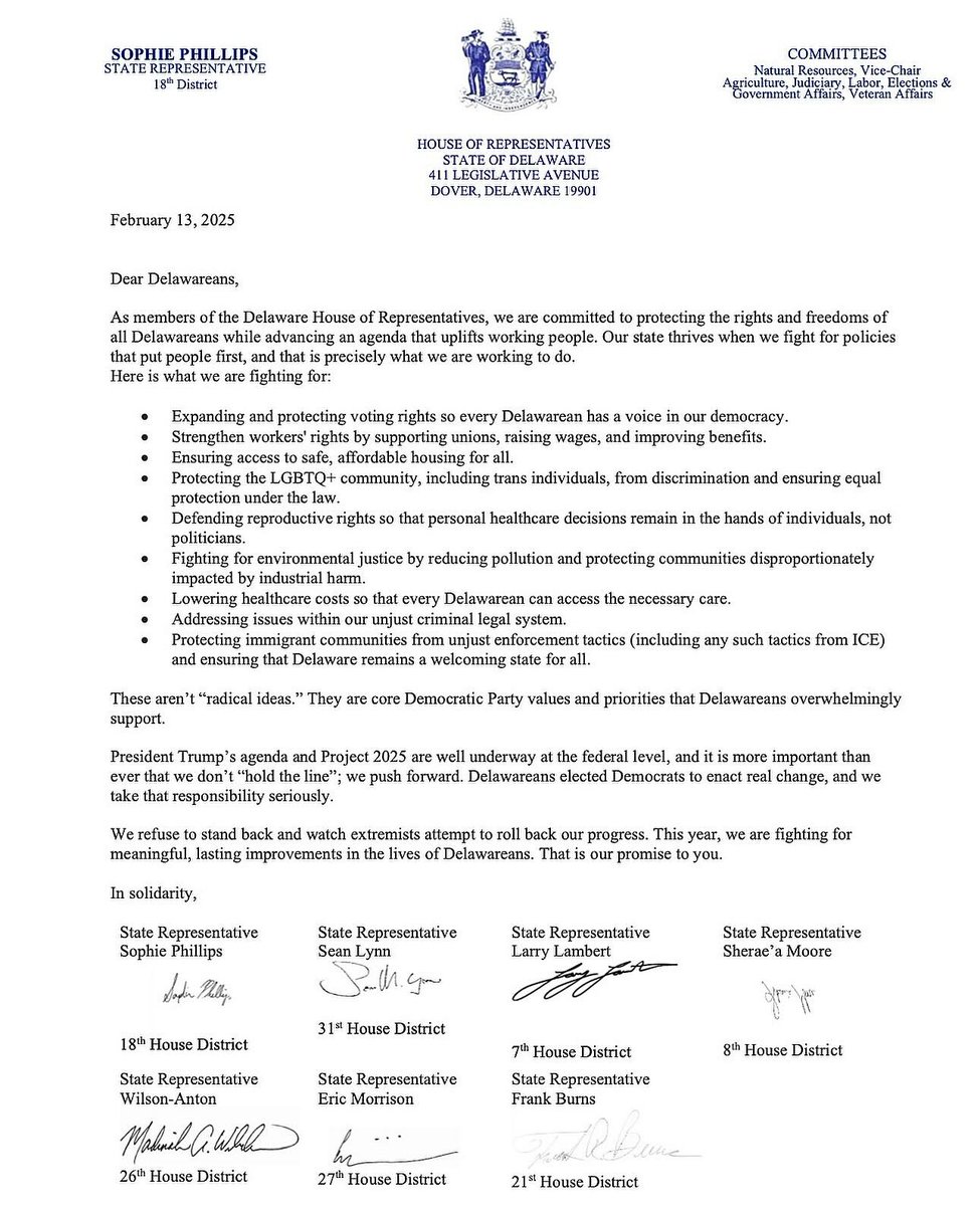 Shout out to WFP Champion Sophie Phillips and a bunch of other WFP representatives for standing up to Trump's agenda at the state level. But we're going to need a lot more than seven. Reach out to legislative leadership to demand that they take action: actionnetwork.org/letters/stand-…