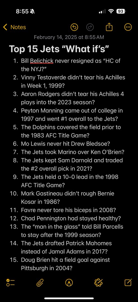 ByJasonKlein's tweet photo. I've lived through a lot of "What if" moments in Jets history. Where does the Aaron Rodgers Achilles tear stack up? This morning, I decided to rank my top 15. Thoughts? #Jets #JetUp https://t.co/w9neJykeXf