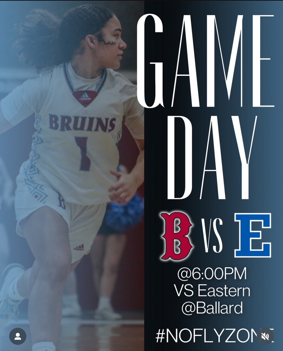Rivalry game at our place 😈

🆚 Eastern 
📍 Ballard High School
⏰ 6:00pm

#GoBruins 🐻🏀 #NoFlyZone