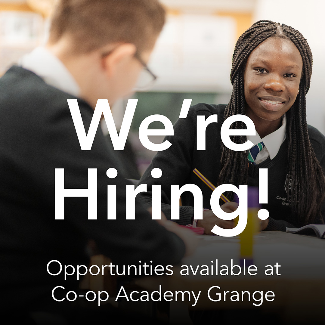 We're excited to announce several opportunities to join our team:

📌 Academy Administrator
📌 Head of Geography
📌 2nd in Dept for Art &amp; DT
📌 Salaried Train to Teach

Be part of something special!

Apply now 👉 grange.coopacademies.co.uk/vacancies

#SucceedTogether #TheCoopWay #BeingCoop
