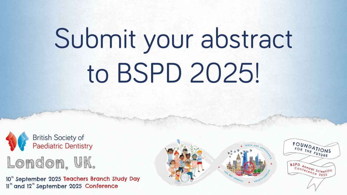 Want to be part of #BSPD2025?

📝 Share your research in #paedatricdentistry with the conference audience by submitting your abstract

Find out more ➡️ buff.ly/3WTpfYb 

<a href="/bspduk/">BSPD</a> @connectTrainees @bspdteachers #paediatricdentistry #dentist #paediatricdentist