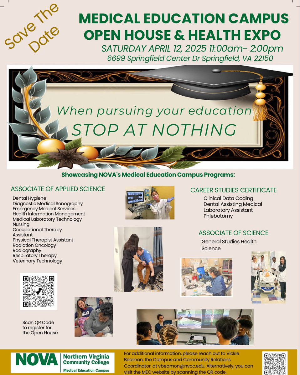 WPHS College & Career Center (@wphsccc) on Twitter photo Save the Date!!! <a href="/NOVAcommcollege/">NOVAcommcollege</a> Medical Education Campus will hold their annual open house on 4/12. Itβs a great opportunity to learn about the programs offered & to see their phenomenal campus facilities. See flyer for QR code to register. <a href="/theWPboard/">West Potomac HS (we/they/them)</a> <a href="/WPHSSS/">WPHSStudentServices</a> Save the Date!!! <a href="/NOVAcommcollege/">NOVAcommcollege</a> Medical Education Campus will hold their annual open house on 4/12. Itβs a great opportunity to learn about the programs offered & to see their phenomenal campus facilities. See flyer for QR code to register. <a href="/theWPboard/">West Potomac HS (we/they/them)</a> <a href="/WPHSSS/">WPHSStudentServices</a>