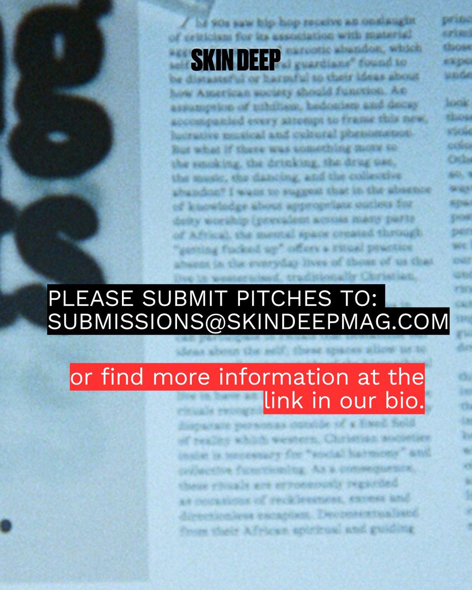 Skin Deep (@tweetskindeep) on Twitter photo 📩 Pitch us at: submissions@skindeepmag.com + hit the link in our bio to find out more!
skindeepmag.com/submissions 📩 Pitch us at: submissions@skindeepmag.com + hit the link in our bio to find out more!
skindeepmag.com/submissions