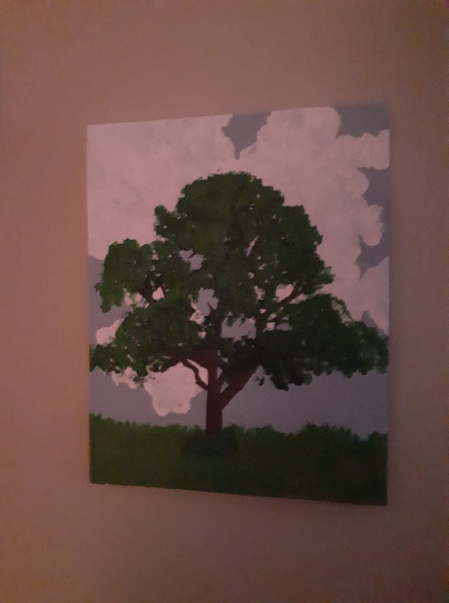 raynekeith28's tweet photo. I have a favourite tree, it lived an hour away from me. I was heartbroken when it blew down in a storm. All I have is this painting I made for my grandmother. It was her favourite tree too. #artist https://t.co/fNXSBGzmT4