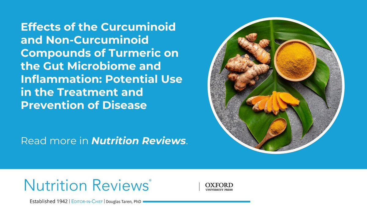 Nutrition Reviews (@nutrreviews) on Twitter photo The #GutMicrobiome is a complex system that influences many systems in the body. This delicate balance of #microbiota plays an important role in #health & disease. Can #turmeric help support a healthy gut microbiome?
Learn more with <a href="/NutrReviews/">Nutrition Reviews</a>
academic.oup.com/nutritionrevie… The #GutMicrobiome is a complex system that influences many systems in the body. This delicate balance of #microbiota plays an important role in #health & disease. Can #turmeric help support a healthy gut microbiome?
Learn more with <a href="/NutrReviews/">Nutrition Reviews</a>
academic.oup.com/nutritionrevie…