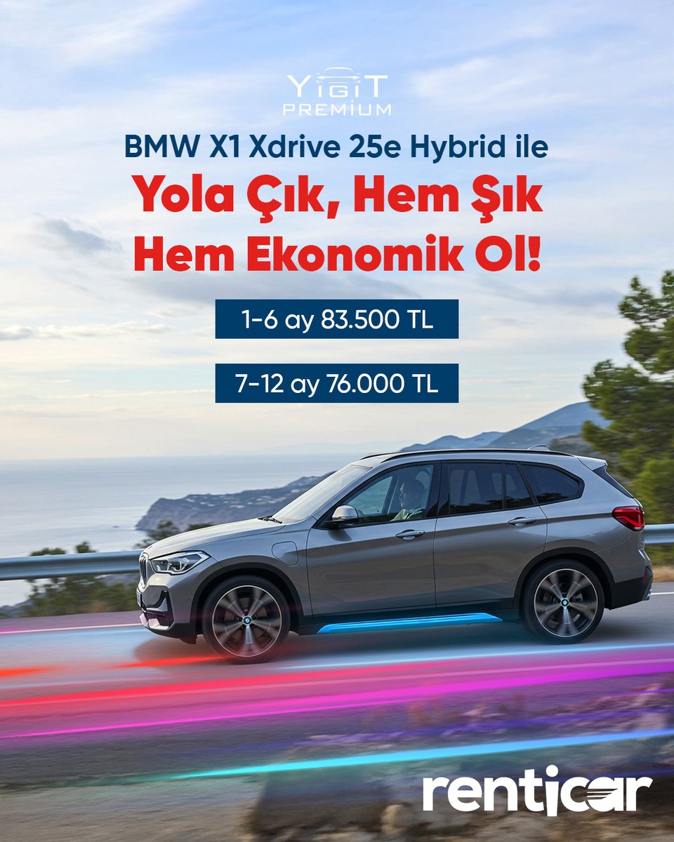 renticarcom's tweet photo. 🚘 BMW X1 XDrive 25e Hybrid ile Yola Çık! ⚡

Yiğit Premium ayrıcalığıyla hem şık hem de ekonomik bir sürüş deneyimi seni bekliyor! 🌿 Uzun dönem kiralama fırsatlarıyla prestijli ve çevreci bir yolculuğa adım at.

✅ 1-6 ay: 83.500 TL
✅ 7-12 ay: 76.000 TL https://t.co/RQcBHxZiNX