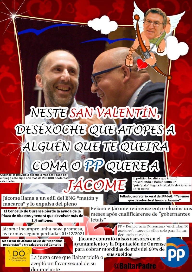 BaltarPadre's tweet photo. 💖Feliz San Valentín!💖
Envíalle ó teu 💘ser querido💘 esta postal de 🤑Baltar🤑 e 🤬Jácome🤬, os amantes máis apaixoados e destructivos de 🌂Ourense🌂
Non houbo tempo de poñer a foto con Luis Menor🤦♀️
❤💰🚁💰❤
#sanvalentin #ourensanía #ourensemorto #sosourense https://t.co/cKsypqdm9B