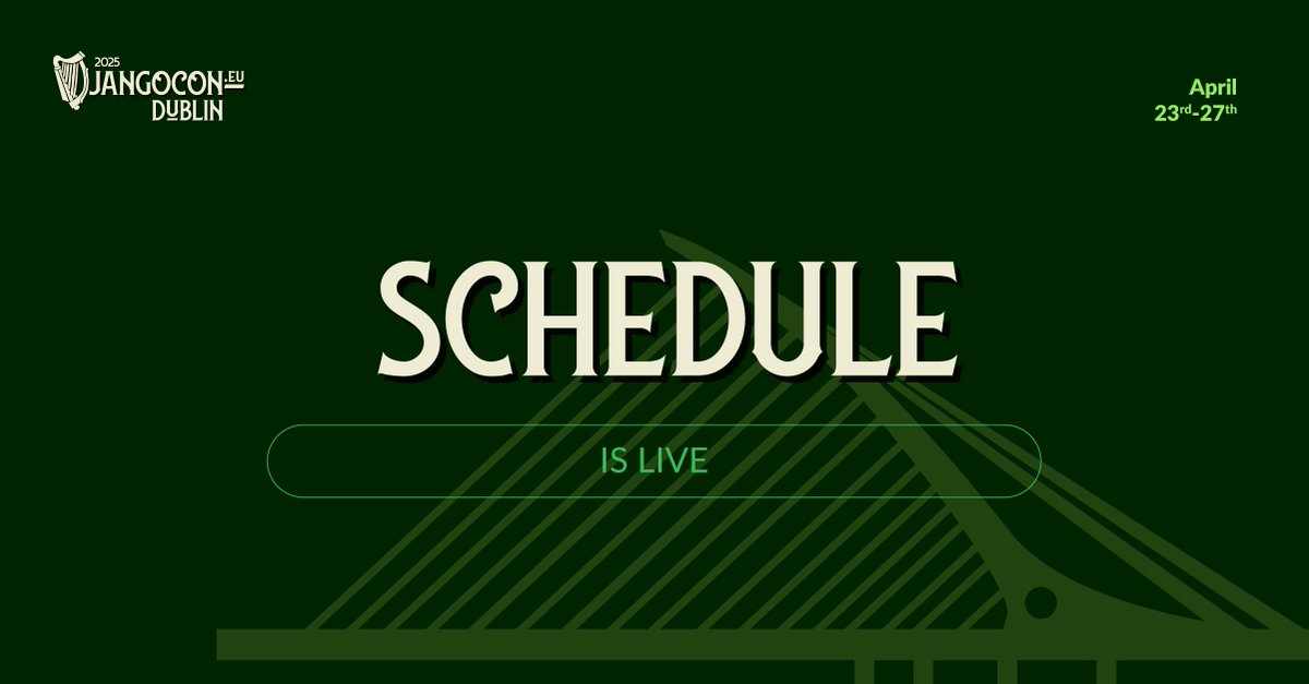 DjangoConEurope's tweet image. 📢 Exciting news! The DjangoCon Europe 2025 schedule is LIVE! 🎉

Check out the amazing talks, workshops, and events we have planned 🐍✨

📅 View the schedule: 2025.djangocon.eu/talks/schedule/

🎟️ Grab your ticket: pretix.evolutio.pt/evolutio/djceu…

#djangoconeurope2025 #schedule