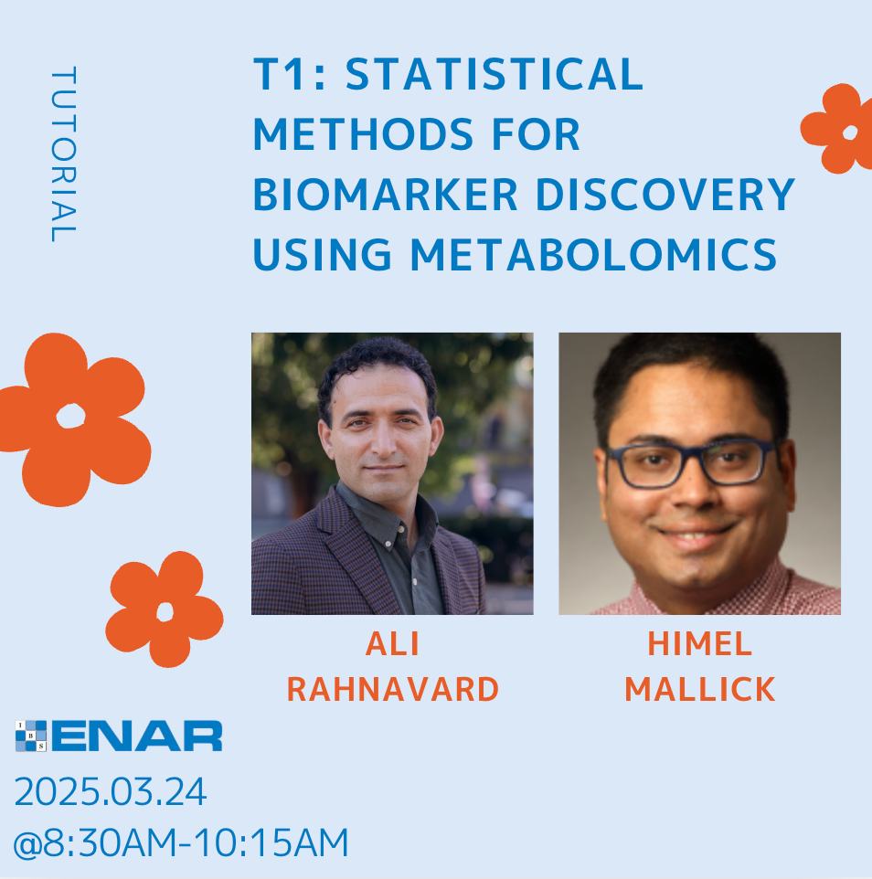 Himel Mallick, PhD, FASA (He/him) (@mallick_himel) on Twitter photo Excited to co-lead this tutorial with <a href="/RahnavardLab/">The Rahnavard Lab | GW</a> at #ENAR2025! 🎉 
Looking forward to engaging discussions on cutting-edge statistical approaches in metabolomics 🔬📊. 
See you on March 24 at 8:30 AM! 🚀🔬 
#Omics #DataScience #Metabolomics #Statistics #Biostatistics Excited to co-lead this tutorial with <a href="/RahnavardLab/">The Rahnavard Lab | GW</a> at #ENAR2025! 🎉 
Looking forward to engaging discussions on cutting-edge statistical approaches in metabolomics 🔬📊. 
See you on March 24 at 8:30 AM! 🚀🔬 
#Omics #DataScience #Metabolomics #Statistics #Biostatistics