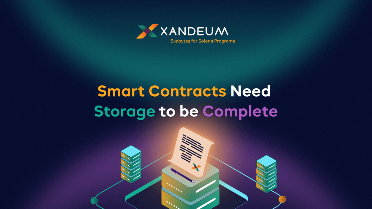 Xandeum's tweet photo. Smart contracts are powerful—but without storage, they’re incomplete. ❌

Xandeum introduces you to a smart contract-native storage layer, enabling dApps to manage data at scale. https://t.co/yiAC4jXU8I