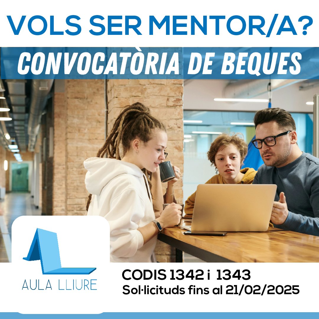 📢 Convocatòria de beques de #Mentoria per formar part de l'#Aula Lliure.
📝 Sol·licituds fins al 21 de febrer.
➡️ CODIS 1342/1343
etseib.upc.edu/ca/estudis/not…