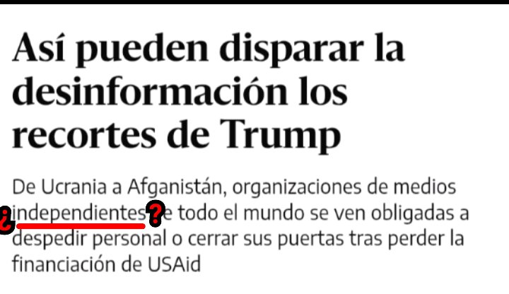 Según "informa" <a href="/eldiarioes/">elDiario.es</a>, medios "INDEPENDIENTES" de todo el mundo pierden la financiación de la que DEPENDÍAN (en contraprestación a...)

Aparentemente <a href="/eldiarioes/">elDiario.es</a> ,medio "independiente" e "informador veraz", está preocupado por la "desinformación" que esto causará 👇🏻