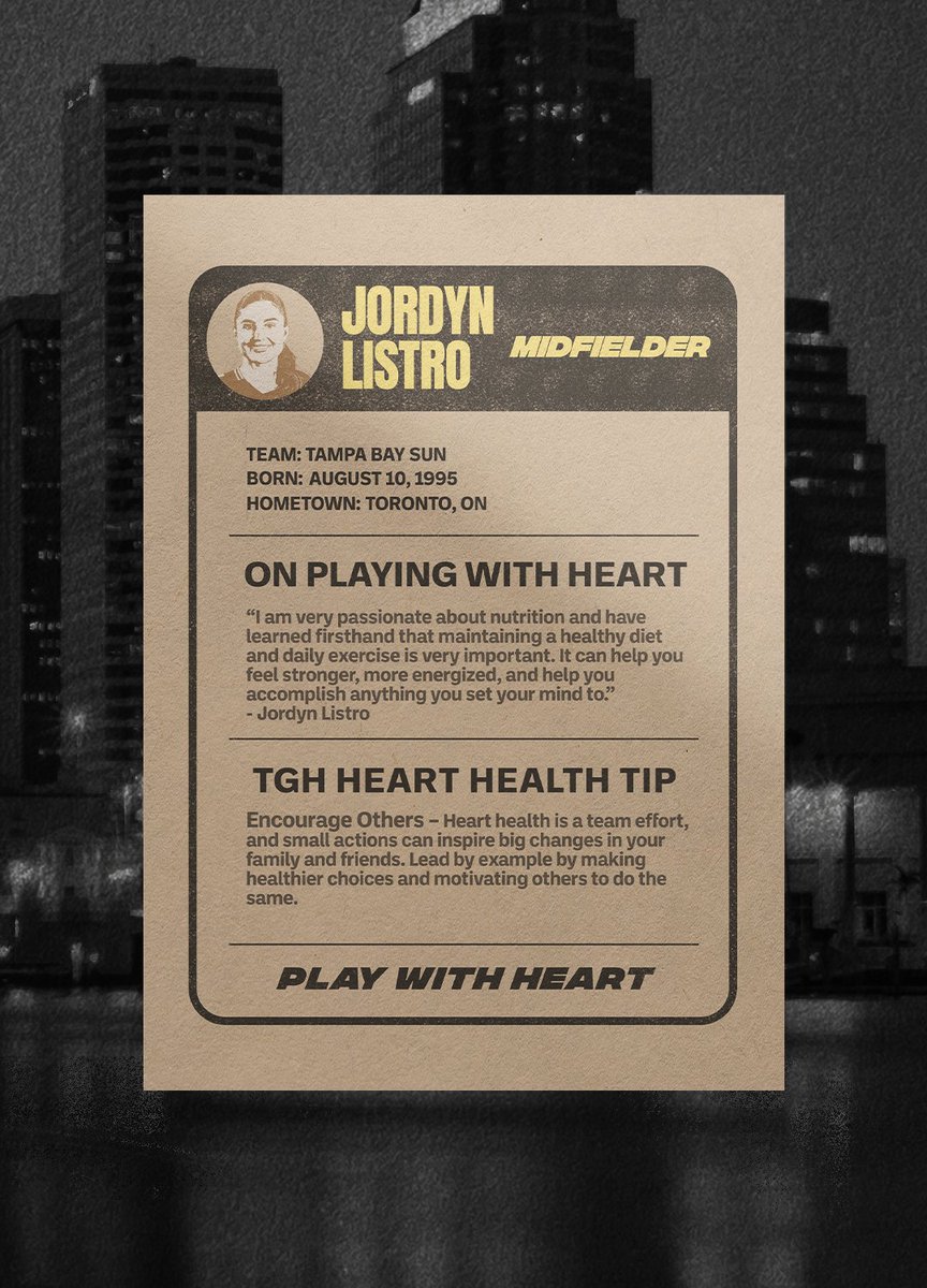 Tampa General Hospital (@tghcares) on Twitter photo We're back with another Tampa Bay athlete sharing how they #PlayWithHeart—along with a TGH Heart Health Tip to help you keep yours strong. See what <a href="/TampaBaySunFC/">Tampa Bay Sun FC</a>'s <a href="/jordynlistro5/">Jordyn (Listro) DiMarco</a> has to say, and be sure to follow along for more! ❤️ #AmericanHeartMonth We're back with another Tampa Bay athlete sharing how they #PlayWithHeart—along with a TGH Heart Health Tip to help you keep yours strong. See what <a href="/TampaBaySunFC/">Tampa Bay Sun FC</a>'s <a href="/jordynlistro5/">Jordyn (Listro) DiMarco</a> has to say, and be sure to follow along for more! ❤️ #AmericanHeartMonth
