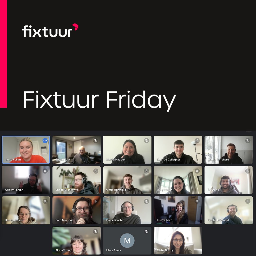 Fixtuur's tweet photo. ✨ Fixtuur Fridays ✨
Every few weeks, we virtually connect to share updates, discuss projects, and align as a team. Kicking off with Laura on HR &amp; company benefits!

Wishing everyone a relaxing Valentine's evening before a new week ahead! 🤍 https://t.co/EWrMzy7jAD