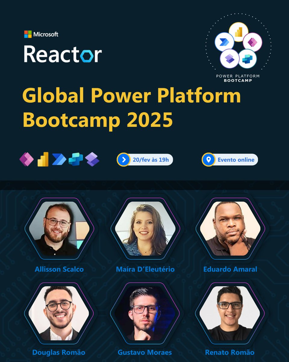 VictorDevRel's tweet photo. #GlobalPowerPlatformBootcamp 2025
20/2 às 19h
Inscrições gratuitas: https://t.co/zU2qLB4xiC
Palestras e demonstrações práticas sobre #PowerApps, #PowerAutomate, #PowerBI, #AIBuilder e #CopilotStudio + integração com outras tecnologias #Microsoft
#ReactorSaoPaulo #PowerPlatform https://t.co/6o2TbEGFPY