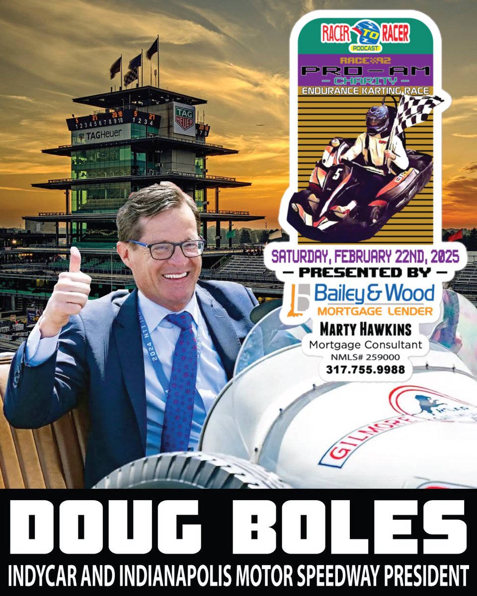 Racer to Racer Podcast (@racertoracer) on Twitter photo Announcing <a href="/IMS/">Indianapolis Motor Speedway</a> & <a href="/IndyCar/">NTT INDYCAR SERIES</a> President <a href="/jdouglas4/">J. Douglas Boles</a> as one of our Pro Guest Drivers in the <a href="/baileyandwood/">Bailey & Wood</a> Charity Pro-Am Endurance race at <a href="/FTIKarting/">Fastimes</a> on February 22nd! Check link below to register!
docs.google.com/forms/d/1lnv_5… Announcing <a href="/IMS/">Indianapolis Motor Speedway</a> & <a href="/IndyCar/">NTT INDYCAR SERIES</a> President <a href="/jdouglas4/">J. Douglas Boles</a> as one of our Pro Guest Drivers in the <a href="/baileyandwood/">Bailey & Wood</a> Charity Pro-Am Endurance race at <a href="/FTIKarting/">Fastimes</a> on February 22nd! Check link below to register!
docs.google.com/forms/d/1lnv_5…