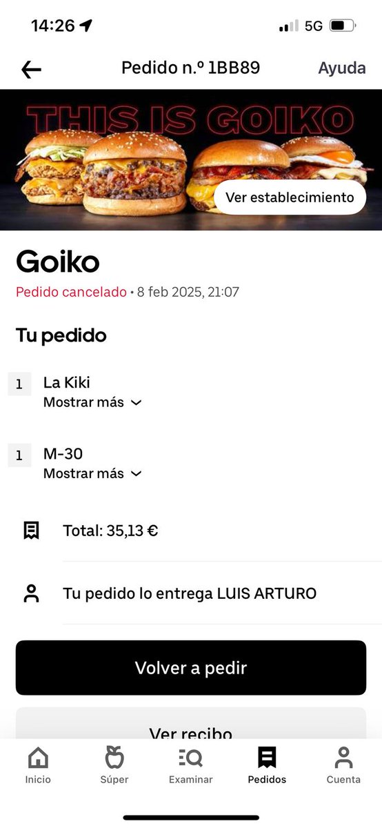 chanbroto's tweet photo. @UberEats El pedido no fue entregado pq el repartidor iba en bici y no pydo llegar, aun así me cobrasteis https://t.co/ue0D0fJWgx