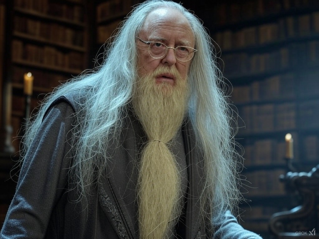 John Lithgow caracterizado como Dumbledore segundo a IA do twitter.