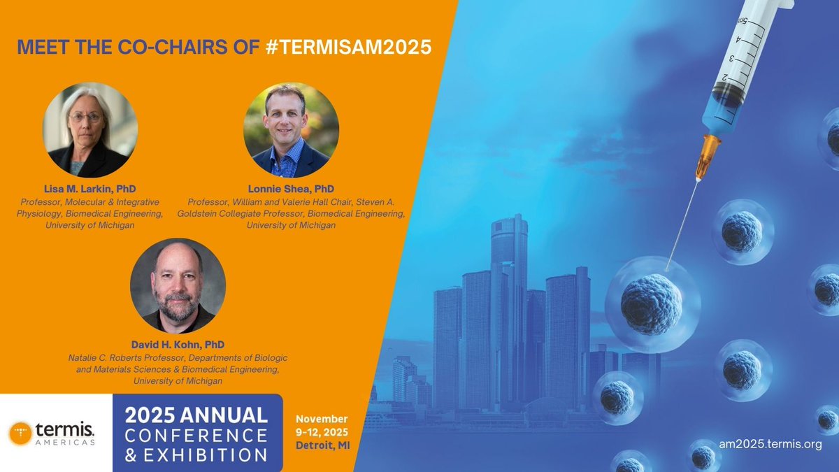 🔍 Meet the #TERMISAM2025 Co-Chairs! Have you read the welcome letter by Lisa M. Larkin, Lonnie Shea, and David H. Kohn? Check it out here 👉 bit.ly/3CTssQG