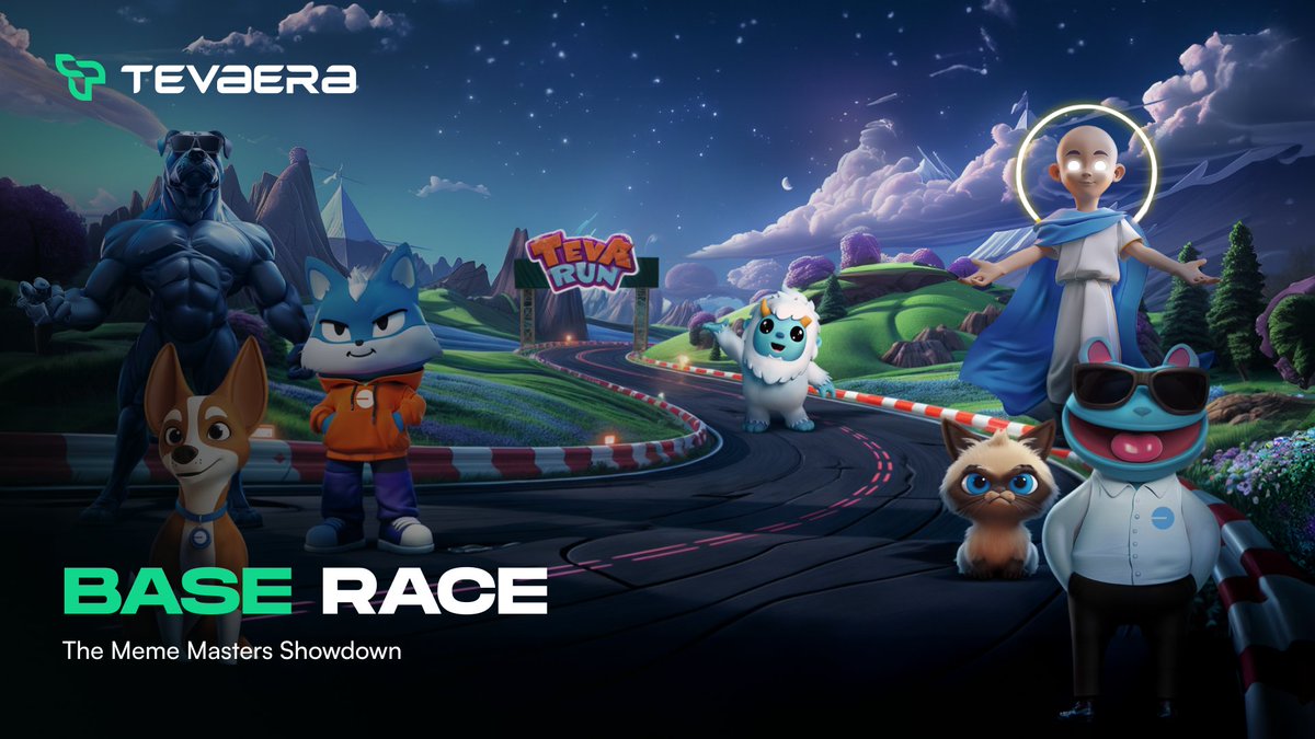 tevaera's tweet image. @base race: The Meme Masters Showdown! 🎮 

10,000,000 $TEVA up for grabs!  🔥

Teva Run x Base’s finest – @Toshi_base, @BasedBrett,  
@tybasegod, @MrMigglesOnBase, @Basenjiofficial
@doginmeonbase! 
 
We&apos;re bringing the GAME x MEMES to celebrate our move to Base! A fun &amp;amp; fair…