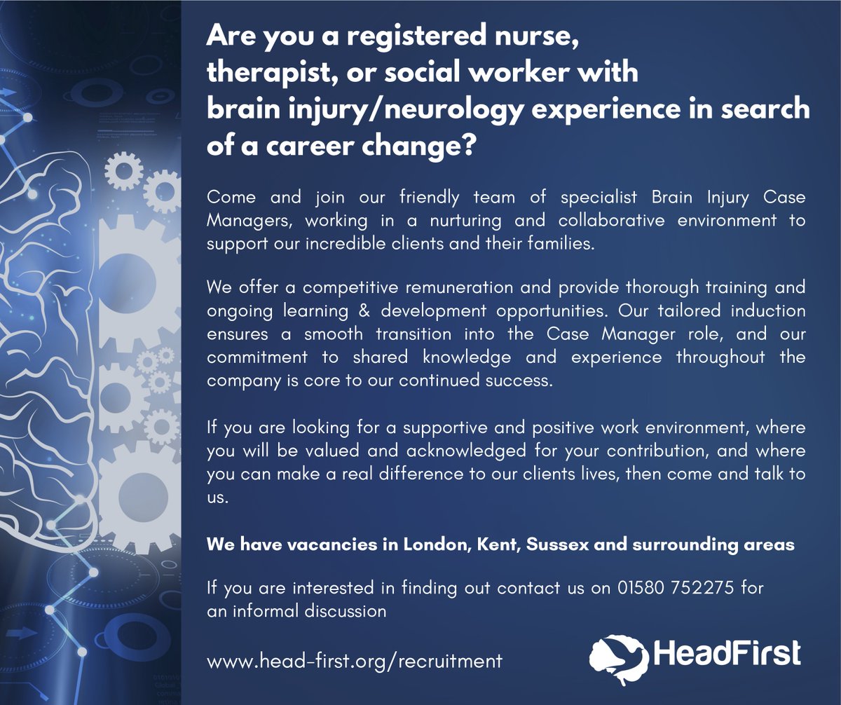 We are recruiting for the role of Brain Injury Case Manager.

For full details about the role click here:
head-first.org/recruitment