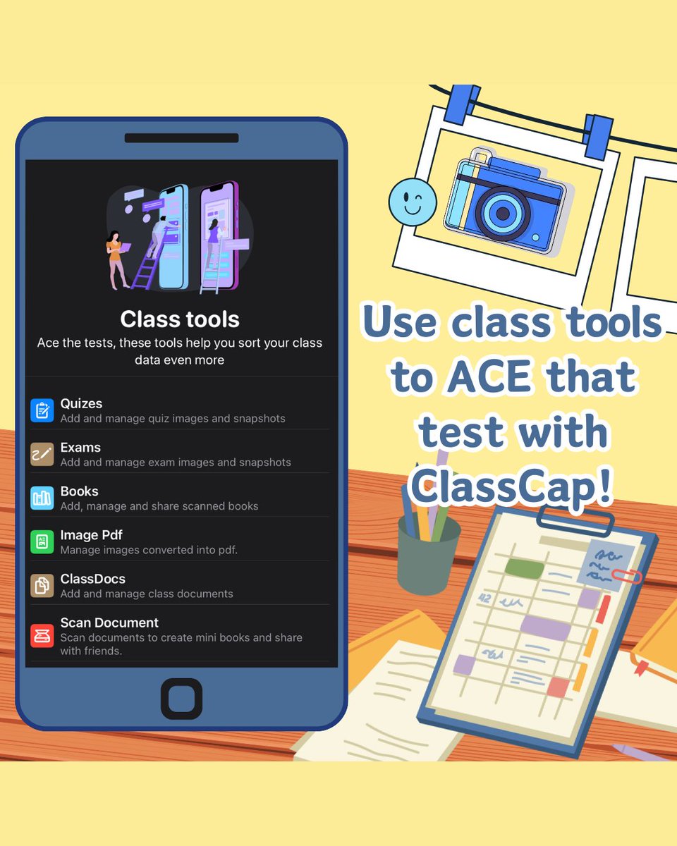 ClassC5762's tweet image. 🎯 Ace your tests with ClassCap! 📚✨ Leverage these powerful tools to stay organized, study smarter, and boost your grades! 🚀💡 Study smarter, not harder! 🔥 

#ClassCap #AceYourTests #StudySmart #AIforStudents