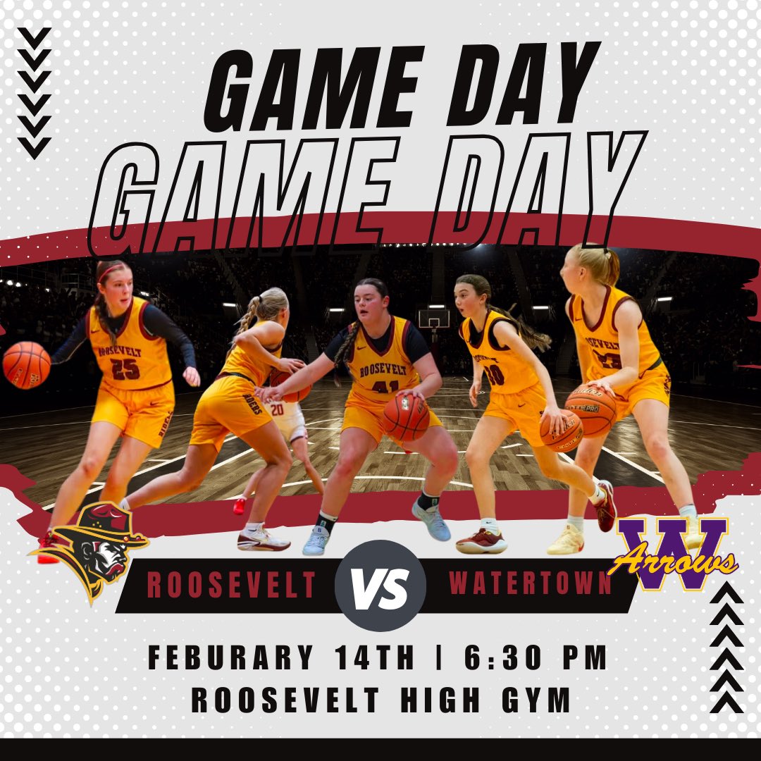 RHS Girls Basketball (@ridergirlshoops) on Twitter photo 📣📣It’s Game Day📣📣
The Lady Riders welcome the Lady Arrows of <a href="/WTN_ARROWS_GBB/">Watertown Arrows GBB</a> as we play the first in a double header with <a href="/rider_hoops/">Roosevelt Basketball</a>
📍- Roosevelt High School Gym
⌚️ - 6:30 PM CST Varsity Tip Off
📺 - YouTube - youtube.com/@roosevelthigh… 📣📣It’s Game Day📣📣
The Lady Riders welcome the Lady Arrows of <a href="/WTN_ARROWS_GBB/">Watertown Arrows GBB</a> as we play the first in a double header with <a href="/rider_hoops/">Roosevelt Basketball</a>
📍- Roosevelt High School Gym
⌚️ - 6:30 PM CST Varsity Tip Off
📺 - YouTube - youtube.com/@roosevelthigh…
