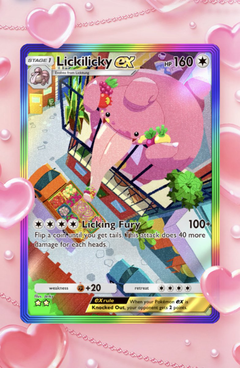 twiteRz90's tweet photo. 💕 HAPPY VALENTINE’S DAY! #PokemonTCGP #PokemonTCGPocket
🌈 #Lickilicky ex 👅 with the Lovely Hearts (backdrop) 💖 https://t.co/TxUj1Fl43c
