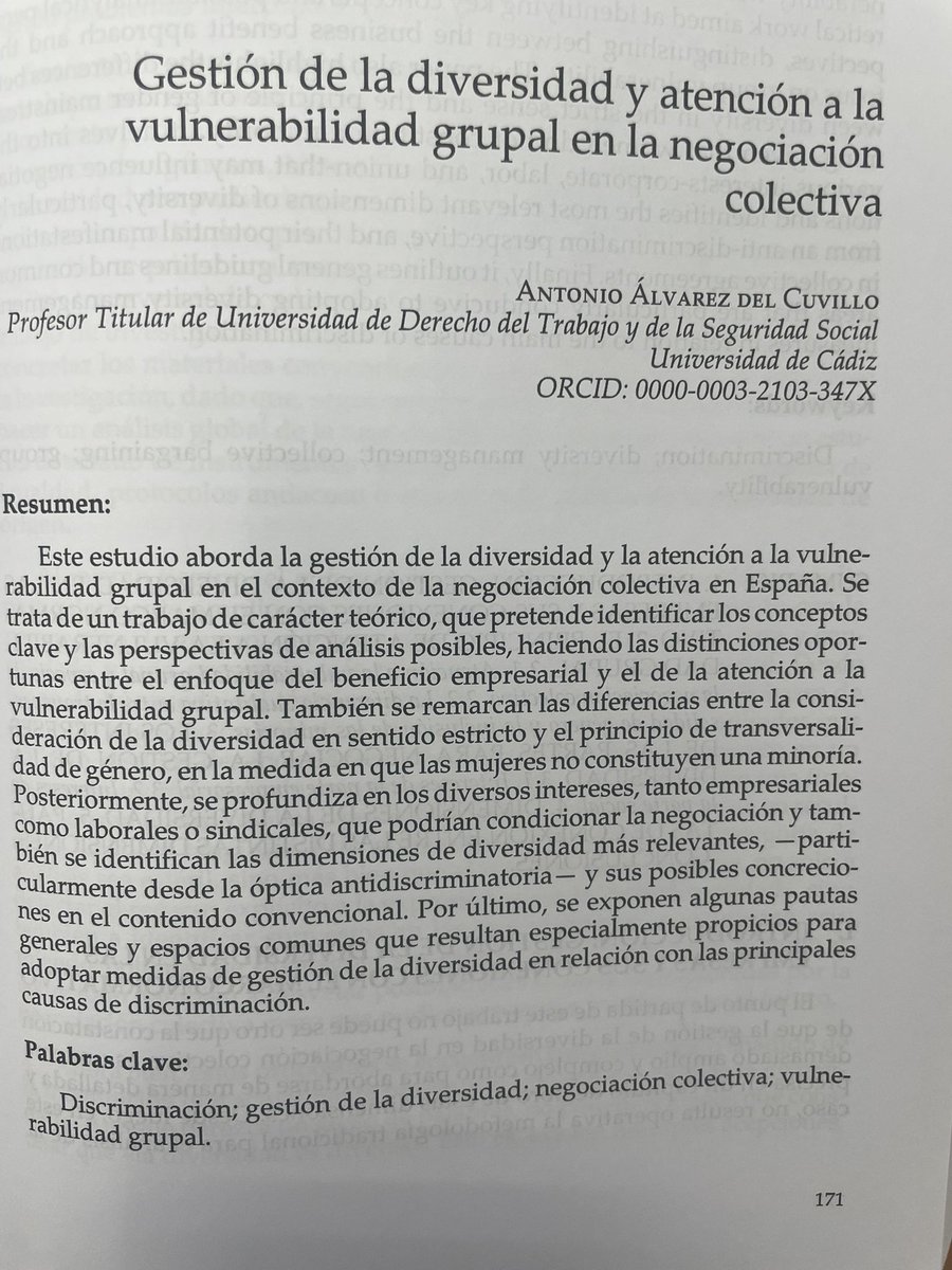 Ya está disponible el libro colectivo “La negociación colectiva como instrumento de gestión del cambio social, tecnológico, ecológico y empresarial”.

En mi caso, me he ocupado de la gestión de la diversidad y la atención a la vulnerabilidad grupal en la negociación colectiva.