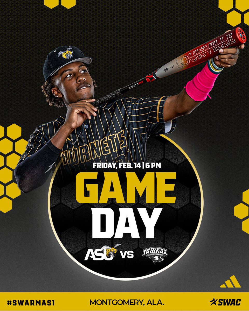 It's <a href="/BamaStateBB/">Alabama State Baseball</a> GAME DAY  ❗

Bama State 🆚 Southern Indiana

📍 | Montgomery, Ala.
🏟️ | Wheeler-Watkins Baseball Complex
🕜 | 6 p.m.
📺 | loom.ly/DDn8Xzo
📊 | loom.ly/NS_IVco

#SWARMAS1