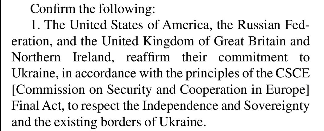 policymemos.hks.harvard.edu/links/ukraine-… is anyone puzzled after reading the Budapest Memorandum 1994 where in the 1st paragraph the commitment to respecting borders is outlined?
I'm not a lawyer or political scientist. However, it seems pretty clear to me.
 #Ukraine #Russia #USA #UK