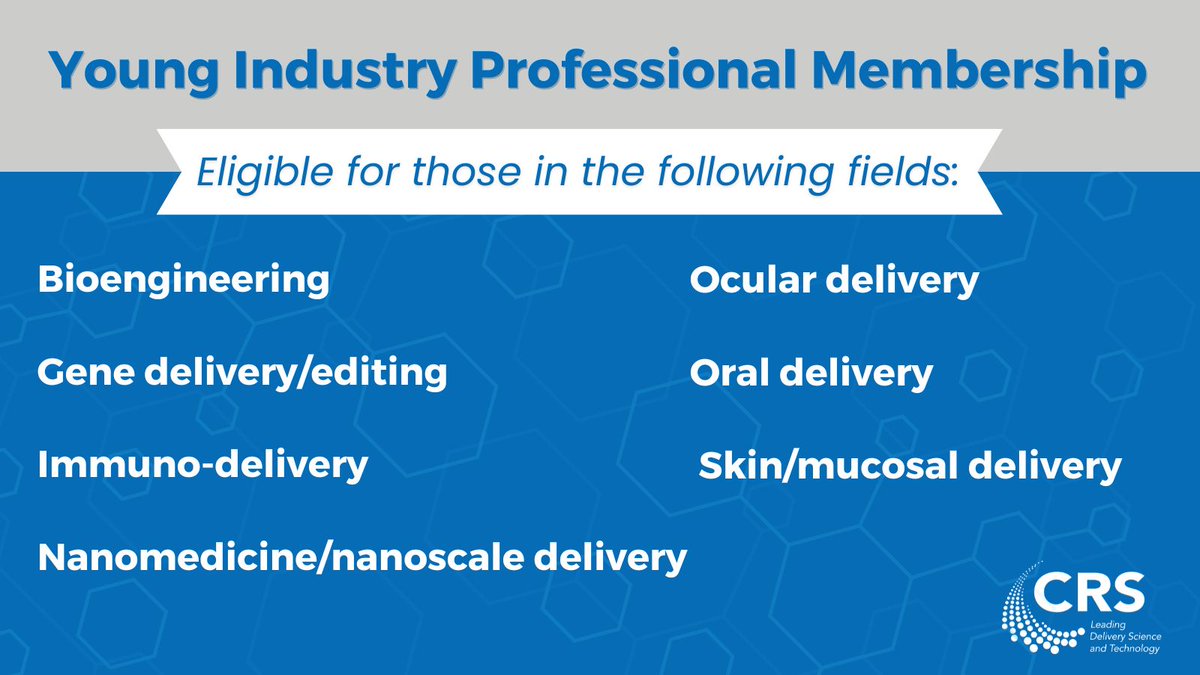 If you are a Young Industry Professional with less than 5 years in a delivery science profession, visit: ow.ly/9aTt50UYxss to learn more about how a CRS membership can offer you opportunities to advance your professional skills and connect you with scientists in the field.