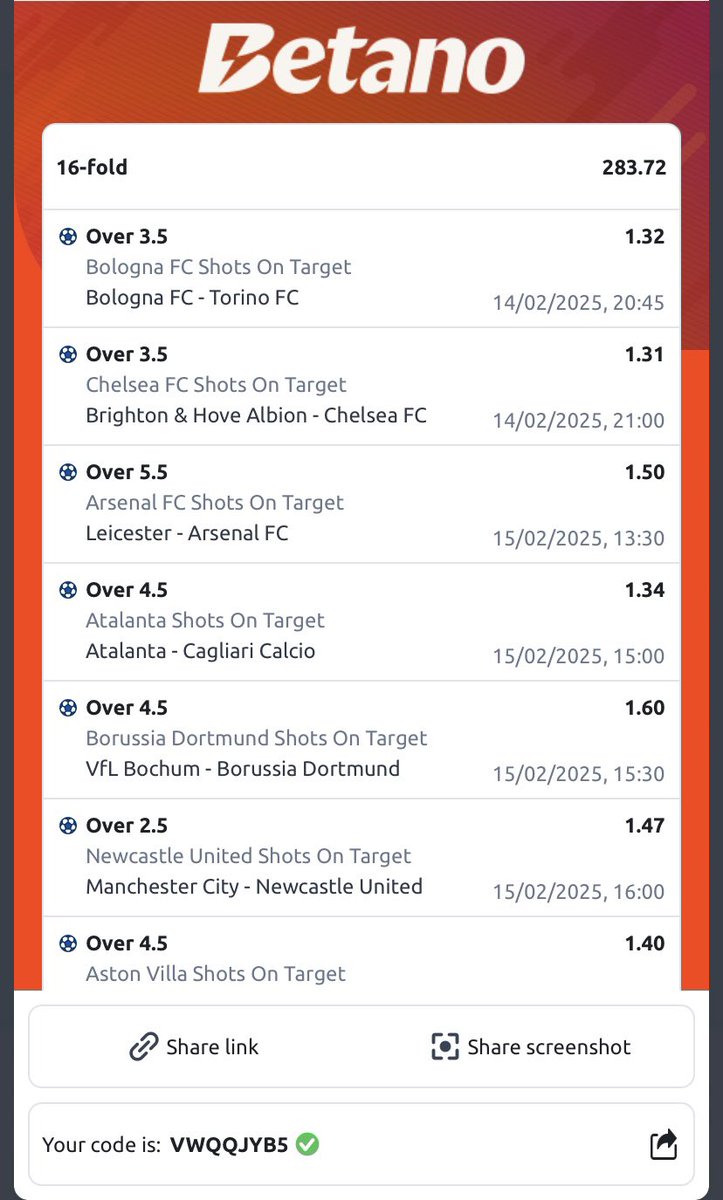 DavsmartMEDIA_1's tweet image. Total shot on goal 🥅/ Total shot on target 🥅

We are winning this week
🍀🍀🍀🍀🍀🍀🍀💥💥💥💥💥💥

#Code1 - SJV5NSV9 = 2.9k odds
#Code2 - TLD9TGRJ = 2.3k odds 
#Code3 - VWQQJYB5 = 200 odds

Tag ur favorite punter for edit ✍️ 
@_tru_faith @Dc_Sunnyfresh @Ekitipikin