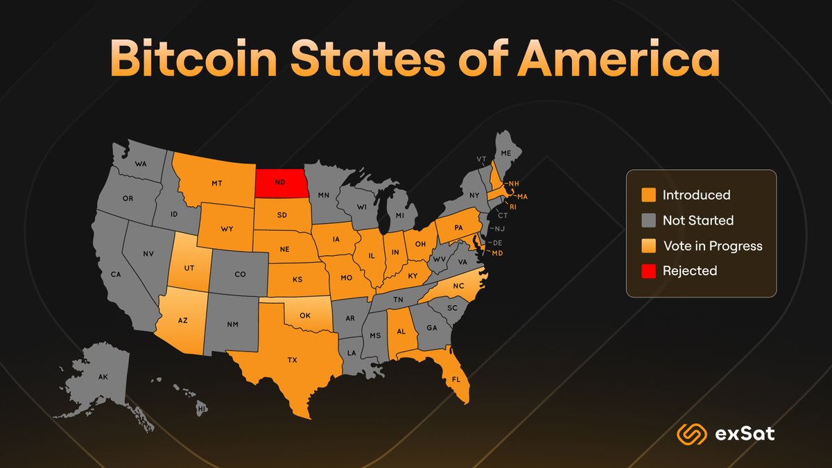 Strategic #Bitcoin reserve status state by state — Friday, 14th February.  Bitcoin continues to thrive as more U.S. states join the party.