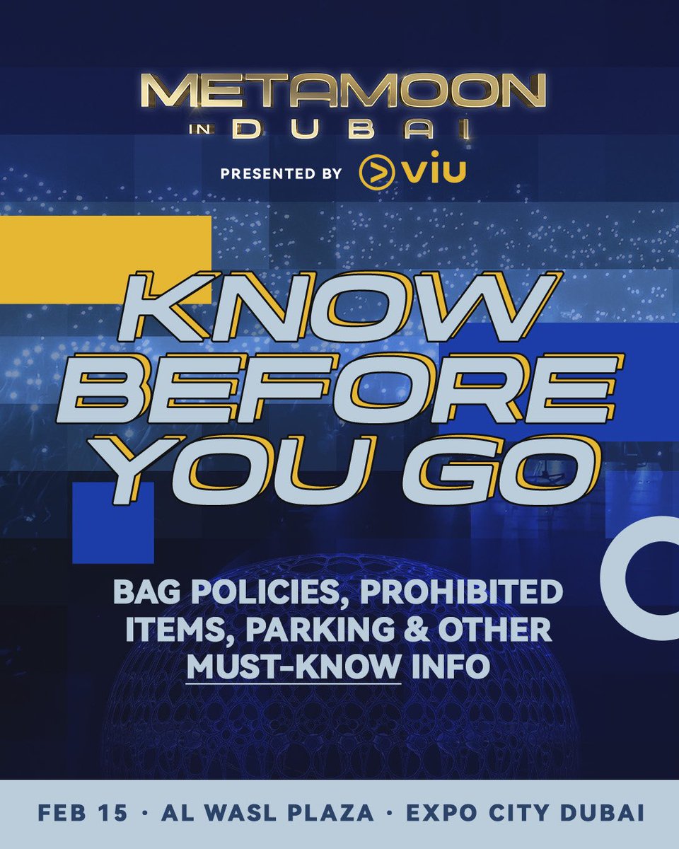 MetaMoonFest's tweet image. Pack light for #MetaMoonInDubai tomorrow! Leave the clutter behind—just bring your energy and fabulous self! ✨

⚠️ Last few tickets left! Get yours now at ticketmaster.ae/event/19082970…