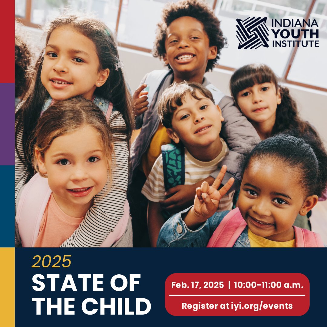 Join us for the 2025 Indiana State of the Child event, where we will dive into key youth well-being.

📅Feb. 17, 2025
⏰ 10:00-11:00 AM (Coffee at 9:30)
📍 Indiana Statehouse, House Chamber

Register and learn more here: loom.ly/FJ1wGfU