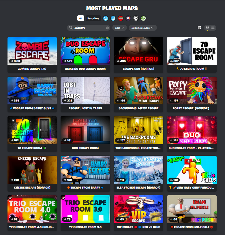 Hello <a href="/FNCreate/">Fortnite Developers</a> . Is there a possibility to return the Escape tab to the Discover row because there are a lot of escape maps that have less players since you removed the Escape tab from Discover, and put it in the Collections row, which does not bring as many players as before