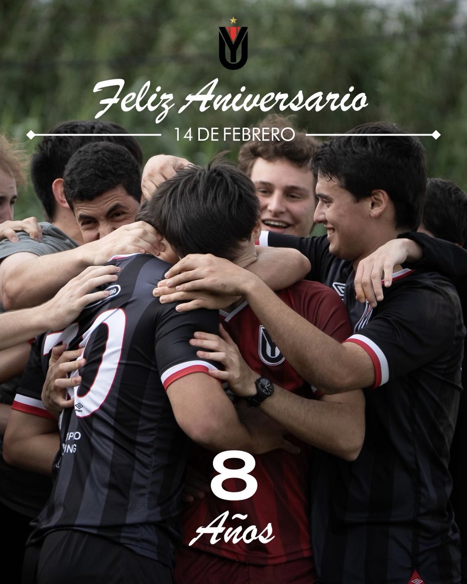 Aniversario Albirrojo ⚪️🔴

8️⃣ Años representando a Young en la <a href="/LUD_Oficial/">Liga Universitaria de Deportes</a> 

📊 Con unos humildes números: 

1️⃣ Campeonato 🏆
5️⃣ Ascensos ⬆️⬆️⬆️⬆️⬆️
0️⃣ Descensos 🚫

¡Gracias a todos los que lo hacen posible!

#SomosDeYoung #SiempreYoung #SiempreJuntos