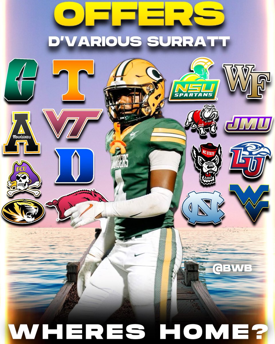 BallinwithBrad (@ballinwithbrad2) on Twitter photo Offers for C/O 2026 3⭐️ Safety (<a href="/Dvarioussurratt/">D’various Surratt</a> ) so far into his recruitment process🔥 Offers for C/O 2026 3⭐️ Safety (<a href="/Dvarioussurratt/">D’various Surratt</a> ) so far into his recruitment process🔥
