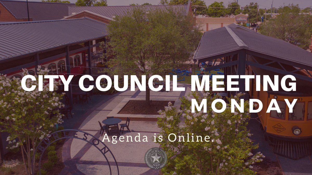 The regularly scheduled city council meeting will be held at 5:30 p.m., on Monday, February 17. 
 
View the entire agenda: burlesontx.com/agendas
 Watch the meeting: burlesontx.com/watchlive