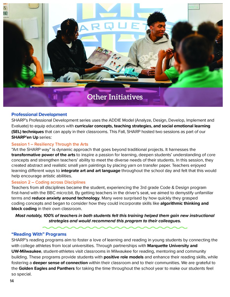 SHARP's Mid-Year Report is here! Want to see how our programming is shaping young minds? Scroll through for dynamic snapshots from each grade, showcasing the exciting skills students are learning. Plus, hear heartfelt testimonials from SHARP educators, parents, and partner